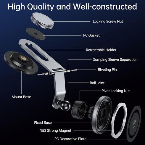 SYNCWIRE MagSafe Car Mount for Universal Dashboard, Magnetic Phone Holder for iPhone 15 and All Phones