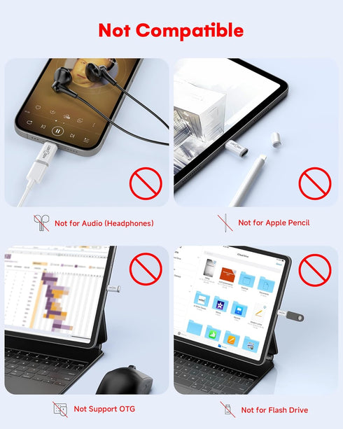 USB C Female to Lightning Male Adapter (4 Pack), Support Fast Charging & Data Sync, USB Type C to Lightning Adapter for