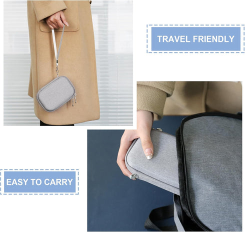 Hard Carrying Case for Canon Ivy 2 Mini Photo Printer, Wireless Bluetooth Portable Printer, Grey with Mesh Pocket