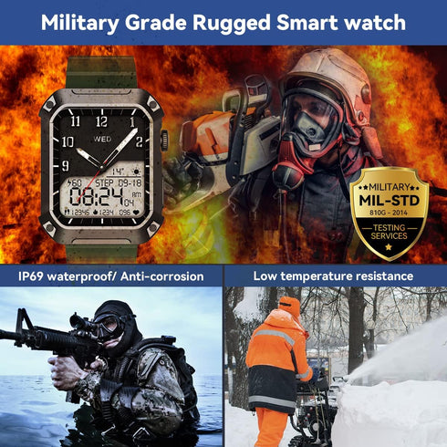 Njord Gear Military Smart Watches for Men, Bluetooth Call, 5ATM Waterproof, Fitness Tracker, Heart Rate Monitor
