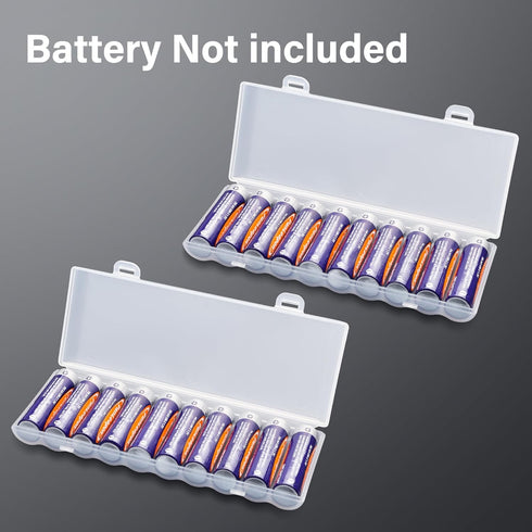 PNGKNYOCN AA Battery Storage Case, Portable Transparent Plastic for 10 AA Batteries, 2-Pack