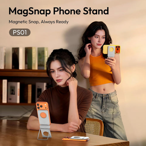ULANZI PS01 360 Magnetic Phone Stand, Slim Foldable Cellphone Stand Tripod Adjustable Desktop Phone Tripod Angle Height