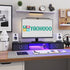 2 2 YAOHUOO Dual Monitor Stand with LED Light Drawers, Computer Monitor Riser for Monitors, Large Desktop Organzier