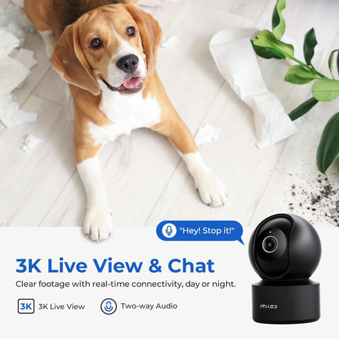 IMILAB C22 3K 360 2.4Ghz 6 2-Way Security Indoor Camera - View Home Camera with Color Night Vision for Baby/Pet