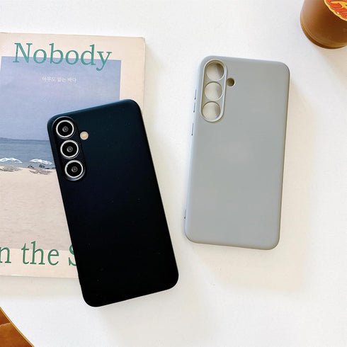 Samsung Galaxy S23 FE Case - Cute Black Liquid Silicone with Soft Anti-Scratch Microfiber Lining, TPU Protective Cover.