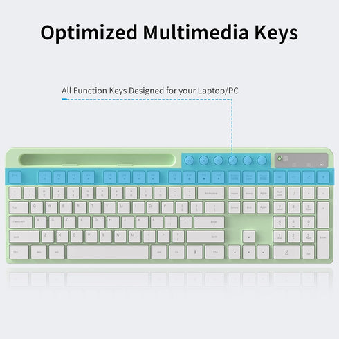 MARVO 2.4G 6 Wireless Keyboard and Mouse Combo, Ergonomic Wireless Computer Keyboard with Phone Tablet Holder, Silent