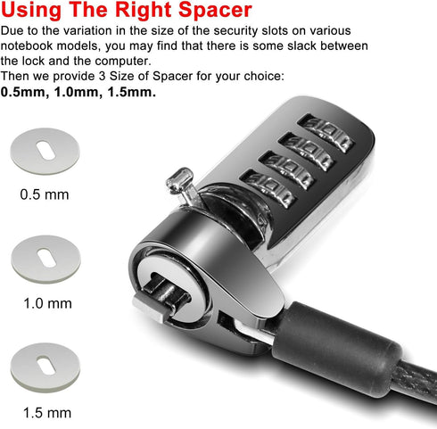 Computer Laptop Cable Lock, 6.23ft Security Cable with 4 Digital Password Protection