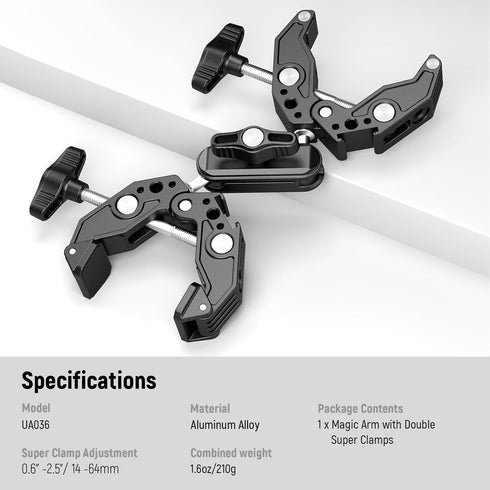 NEEWER Double Super Clamp Camera Mount with Magic Arm, Cold Shoes for Photography Reflector, Light Stand, and