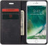 SINIANL Leather Folio Case for iPhone 7/8, Kickstand Credit Card Holder with Magnetic Closure, Black