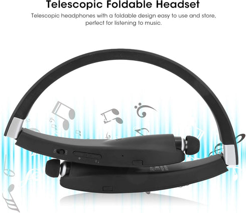 SX-991 Bluetooth Headset, Bluetooth 5.0 Neckband Headphones with Retractable Earbuds for Home Office, Carry Case