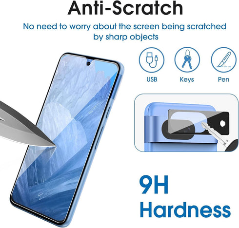 amFilm 3+1 Pack Tempered Glass Screen Protector for Google Pixel 8A, Bubble Free, Anti-Scratch, Case Friendly, Easy