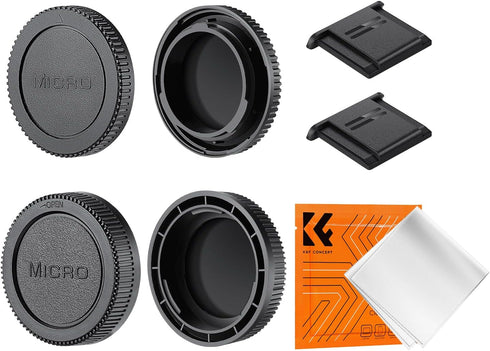 K&F Concept M4/3 Mount Rear Lens Cap & Body Cap Cover Kit for Olympus E-M1X E-M1 II E-M5 III E-M10 IV & Panasonic GH5