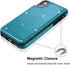 UEEBAI Case for iPhone XR, Premium Glitter PU Leather Wallet Cover with Card Slots, Stand Function, Blue#2