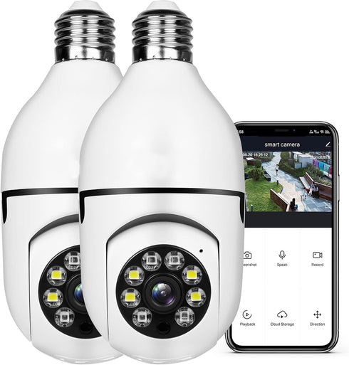 Light Bulb Security Camera, 1080P Wireless Wifi Smart Home Surveillance, E27 Socket, 360 Degree PTZ