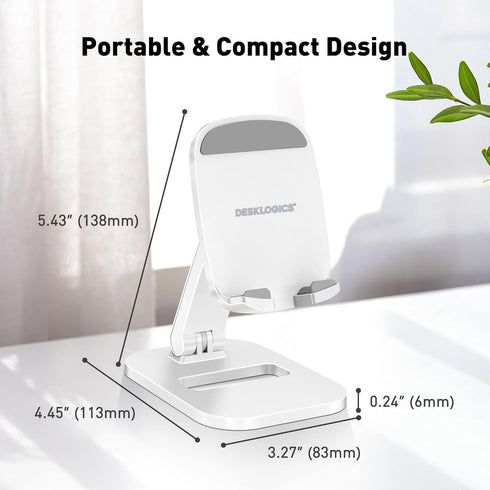 Adjustable Cell Phone Stand for Desk, Foldable Holder Cradle Dock for iPhone 15 14 13 Pro Max Mini, 12 11 XR X 8 7 6