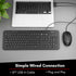 Wired Keyboard and Mouse Combo, Macally Slim Full Sized Ergonomic USB for Laptop and Desktop