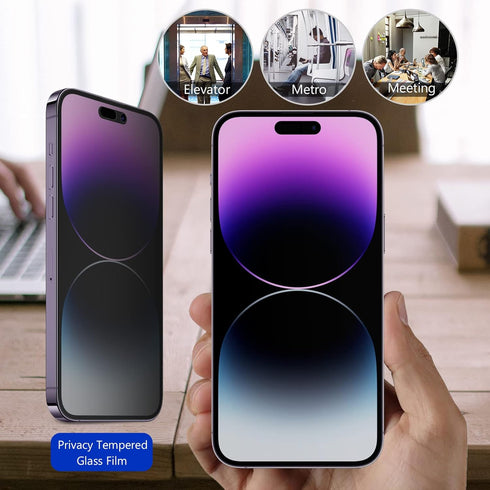 ProCase 2 Pack Privacy Screen Protector for iPhone 14 Pro Max 2022, 9H Anti Spy Dark Tempered Glass, Case Friendly,