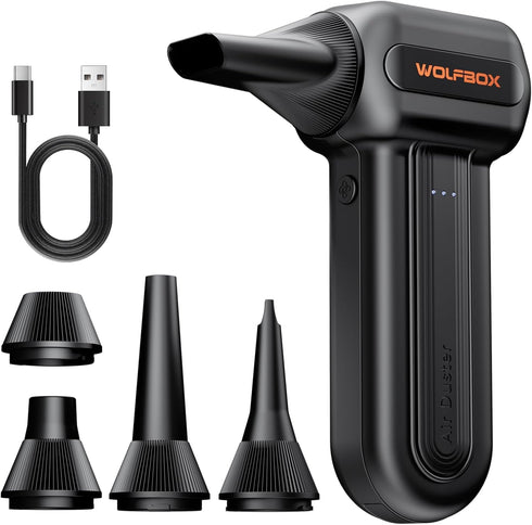 WOLFBOX MF60 Compressed Air Duster-110000RPM Super Power Electric Air Duster, 3-Speed Adjustable