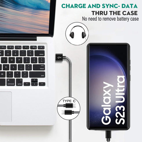 Battery Case for Galaxy S22 Ultra/S23 Ultra, 12000mAh Slim Portable Protective Fast Charging Case for Samsung