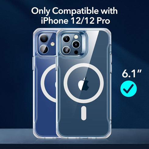 ESR Scratch-Resistant iPhone 12 Case Compatible with MagSafe, Grippy Frame, Magnetic, Clear Sidekick Hybrid Case