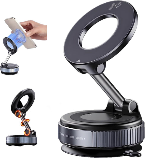 Generic Magnetic Phone Holder for Your Car, 360 Adjustable Foldable Magsafe Vacuum Suction