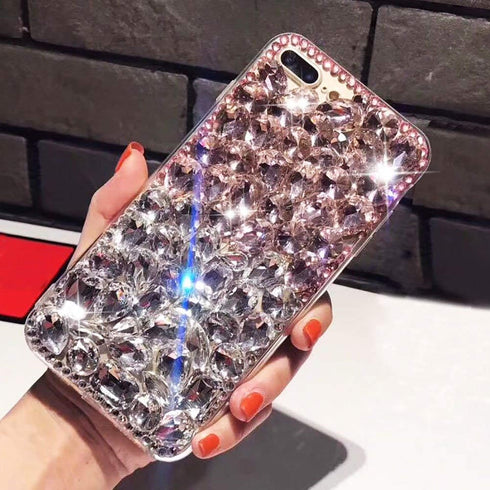 Bling Diamond Case for Samsung Galaxy S9, 3D Luxury Sparkle Crystal Rhinestone Phone Cover - Clear and Pink