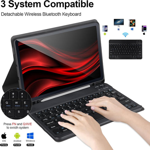 Keyboard Case for Samsung Galaxy S6 Lite 10.4" 2022/2020 with Detachable Wireless Bluetooth Keyboard