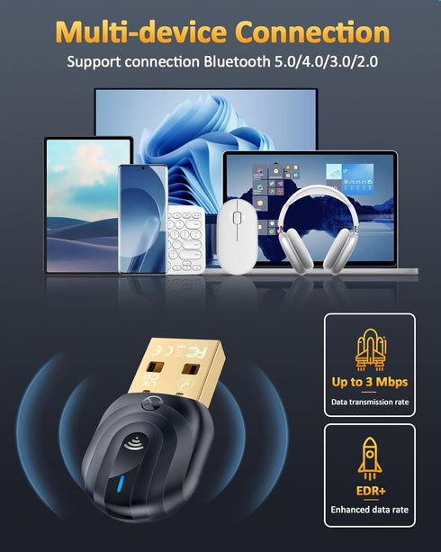 ZEXMTE 5.1 USB Bluetooth Adapter for PC, Bluetooth Dongle with 50M/164FT Long Range, Stable Signal, Windows 11/10/8
