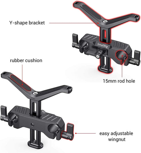 SmallRig 15mm Long Lens Support, Adjustable Lens Bracket for DSLR Camera Shoulder Rig