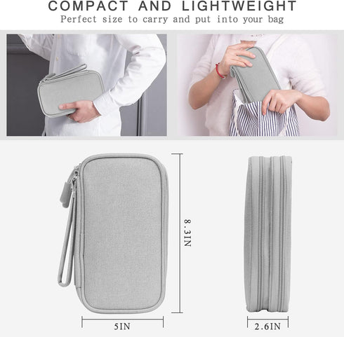 Skycase Electronic Organizer Travel Case - Waterproof Double Layers Storage Bag for Accessories, Charger, Cable, Grey