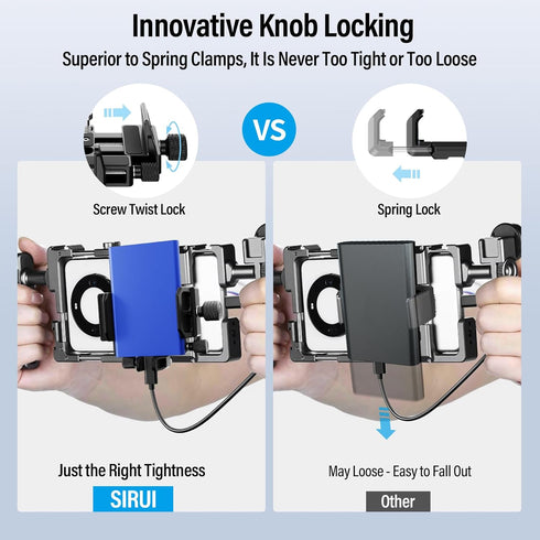 Sirui SSD Mount Bracket, SSD Holder with Cold Shoe and USB-C Cable Clamp for Samsung T7 T5 SSD, Camera Cage