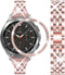 Bands Compatible with Samsung Gear Sport/Galaxy Watch 42mm, Luxury Rhinestone Diamond Steel Metal Strap with Bezel Ring