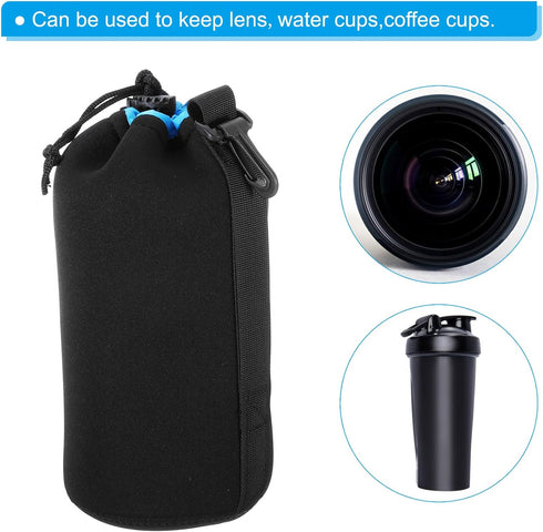 PATIKIL Camera Lens Bag, 2 Pcs 3.9" IDx9.8 H Drawstring Pouch with Thick Protective Neoprene for DSLR Lens