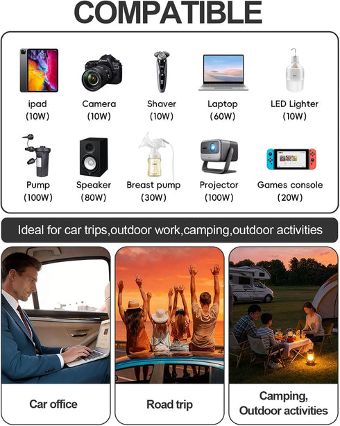 DrimMek 400W 12V 110V 65W 24W Car Power Inverter - Dual DC to AC Car Plug Adapter Outlets, Fast Charging USB C & Port