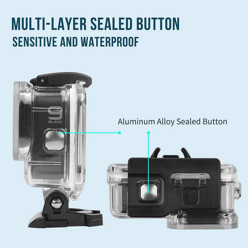 SHOOT 60M/196FT Waterproof Case Kit for Gopro Hero 12/11/10/9 Black, Diving Protective Housing Shell with Screen