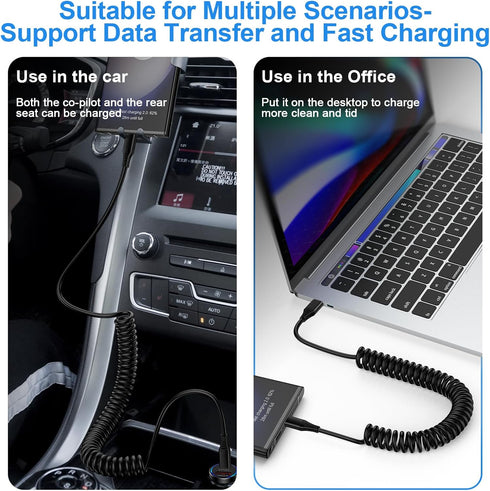 Coiled 3FT USB to USB C Car Charger Cord for iPhone 15/15 Pro/15 Pro Max/15 Plus, Fast Charging for Samsung Galaxy
