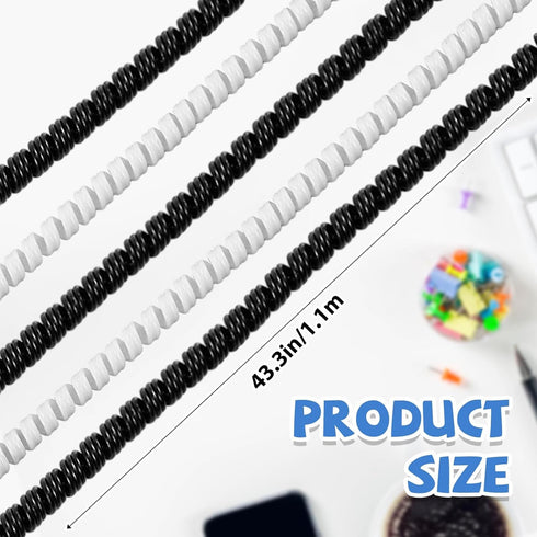 Frienda 10 Pcs Spiral Cable Protector, Chargers Cable Protector Data Cable Protective Sleeve Headphone Saver Charger Protective Cover for Phone USB Prevent Pets from Biting The Cable (Black and White)