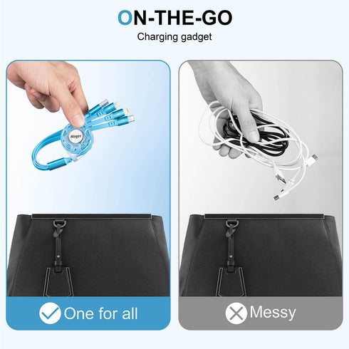 2Pack Multi Charging Cable, 4Ft Retractable 3 in 1 USB Charger for iPhone, Samsung, PS, Tablet & More. Fast Charging!