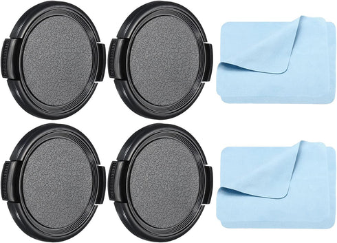 PATIKIL Camera Lens Cap, 4 Pack Sides Pinch Front Cover with Microfiber Cleaning Cloth for 46mm Universal DSLR Lenses
