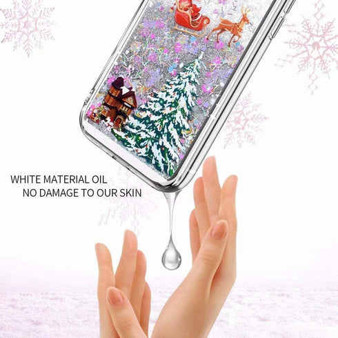 Shop iPhone 14 Pro Christmas Case: Glitter Sparkle Liquid Floating, Shockproof Clear TPU Bumper, Colorful Santa Claus