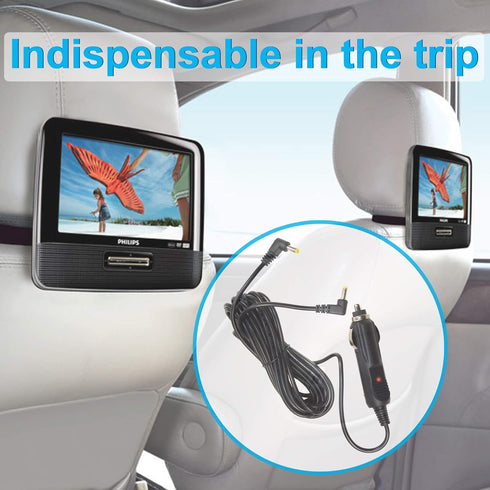 HQRP Car Charger Compatible with Philips 7 9 10 inches Dual Screen Headrest Portable DVD Player