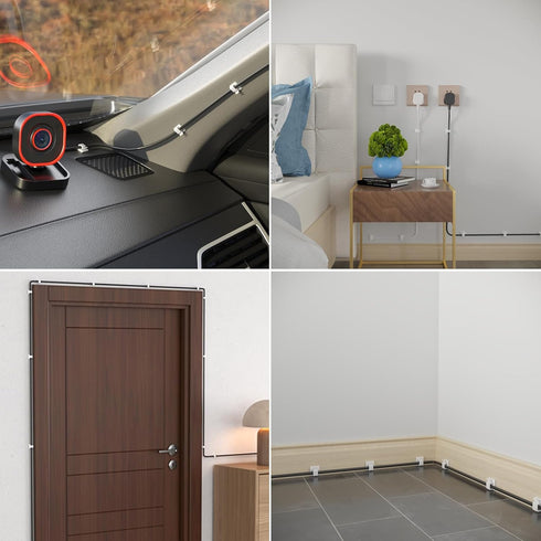 Cable Clips 50pcs with Strong Adhesive Tapes, Wire Holder Organizer for Car, Office, and Home