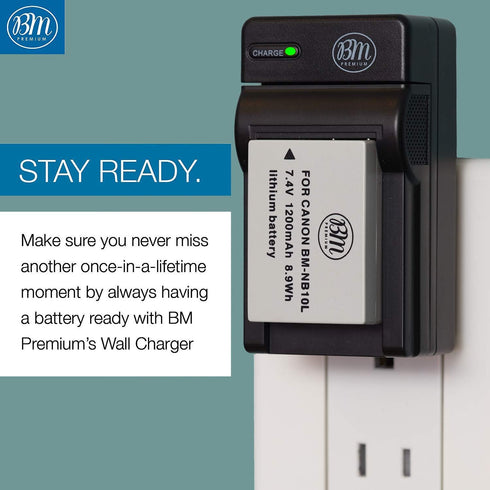BM Premium 2 Pack NB-10L Battery and Charger Kit for Canon PowerShot G15, G16, G1X, G3X