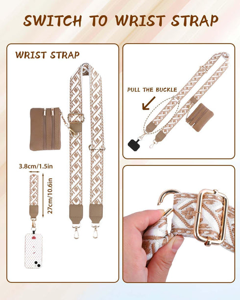 JituiChan color-4PC) Clip and Go Strap for Phone with Wallet Crossbody, Stylish Versatile Adjustable Phone Strap