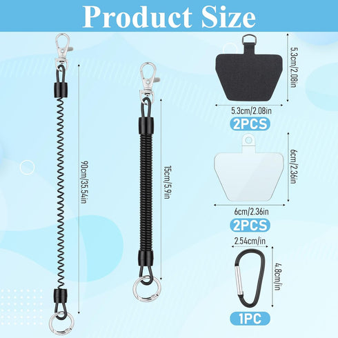 TIESOME 2 4 1 PCS Phone Lanyard Tether with Patch, Phone Leash Anti-theft Phone Strap with Patch & Carabiner Anti-Drop