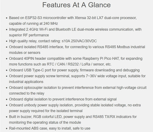Industrial 6-Channel WiFi Relay Module ESP32-S3, Supports WiFi/Bluetooth/RS485 Remote Control, Built-in Power