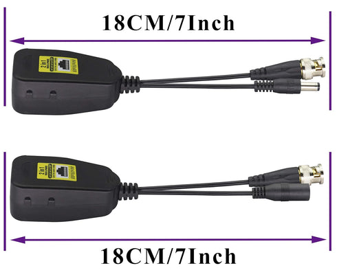 AAOTOKK Cat5 RJ45 720P 960P 1080P 3MP 4MP 5MP 8MP System(18cm-4Pairs) Power Video Balun DC BNC to Network Transceiver
