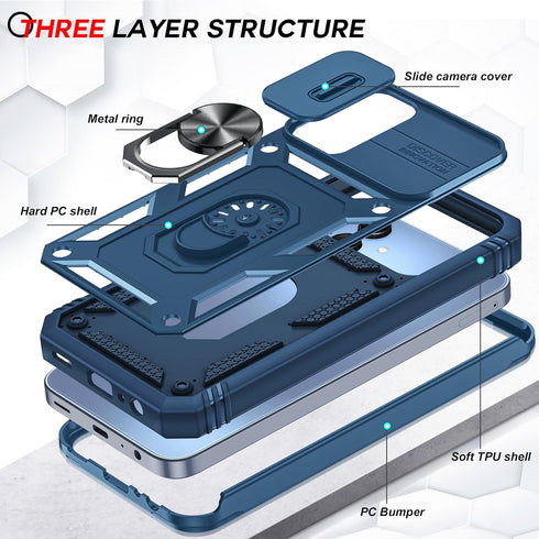 LeYi Galaxy A15-5G Case: Military-Grade Shockproof, Blue, with 2 Tempered Screen Protectors & Credit Card Holder.
