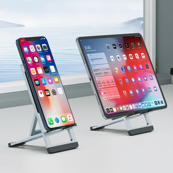iShowMount Cell Phone Stand,Aluminum Foldable Phone Holder for Desk,Adjustable Phone Kickstands Travel Essentials