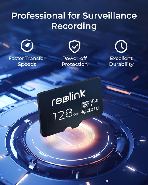 REOLINK 128GB microSDXC UHS-I Memory Card, U3, A2, V30, Class 10 for Reolink Security Camera